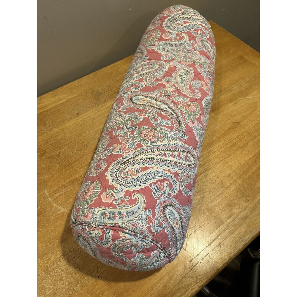 POTTERY BARN BOLSTER, Jane Paisley 12"‎ X 32" Pink Light Blue Throw Pillow